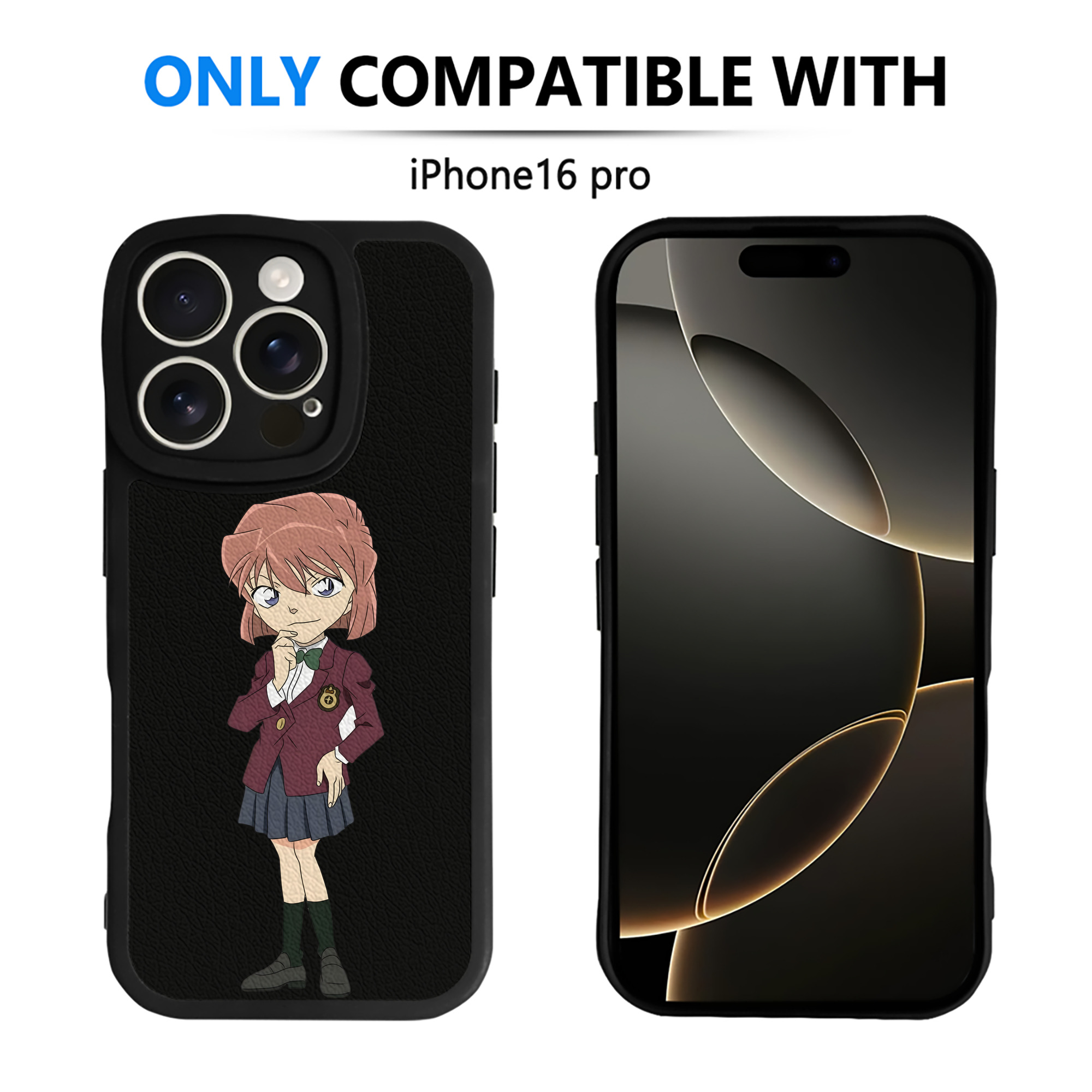 （画像用） 名探偵コナン 灰原 哀 はいばら あい Detective Conan Anita Hailey、Vi Graythorn Haibara Ai 【iPhone 16シリーズ対応】シリコンスマホケース（レザー調） 材質：シリコン